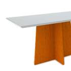 Mesa De Jantar Retangular Com Tampo De Vidro Ana Ipê E Off Wh