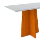 Mesa De Jantar Retangular Com Tampo De Vidro Ana Ipê E Off Wh