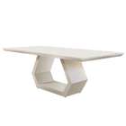 Mesa De Jantar Retangular Com Tampo De Vidro Ane Ii Off White