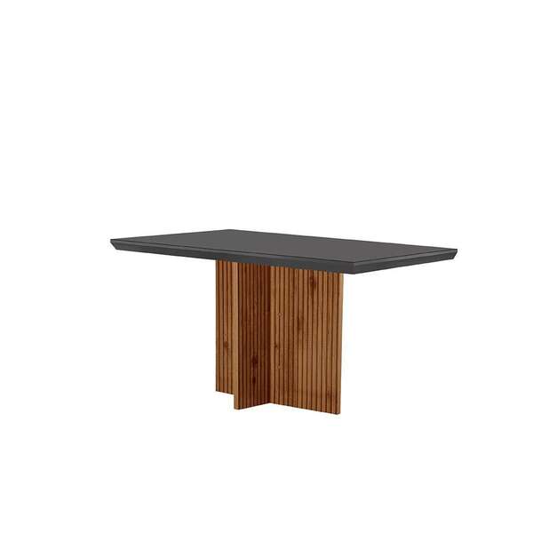 Mesa De Jantar Retangular Com Tampo De Vidro Ane Ripado Imbui