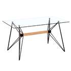 Mesa De Jantar Retangular Com Tampo De Vidro Araçá Preta E Ma