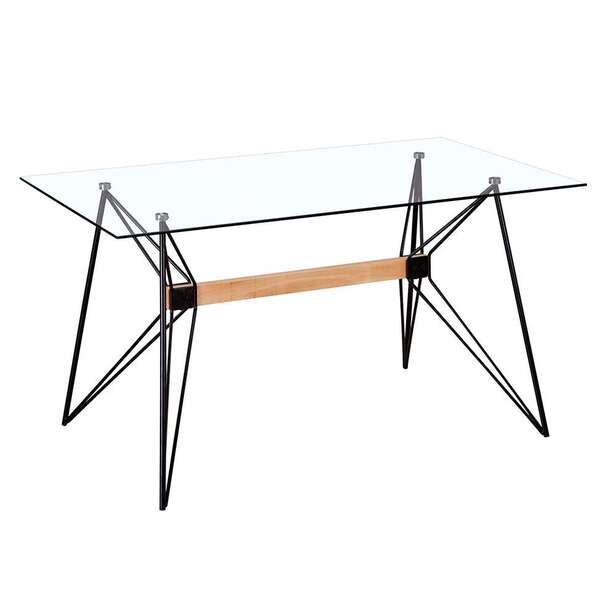 Mesa De Jantar Retangular Com Tampo De Vidro Araçá Preta E Ma