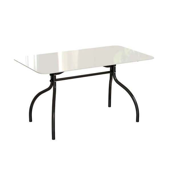 Mesa De Jantar Retangular Com Tampo De Vidro Atlanta Off Whit