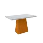 Mesa De Jantar Retangular Com Tampo De Vidro Bárbara Ipê E Of