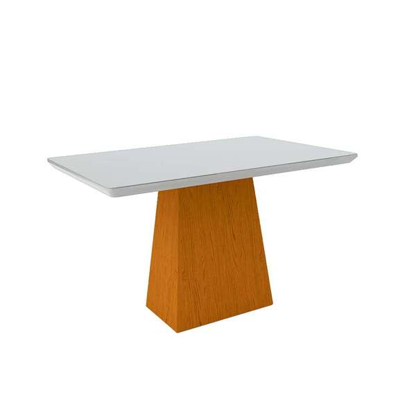 Mesa De Jantar Retangular Com Tampo De Vidro Bárbara Ipê E Of