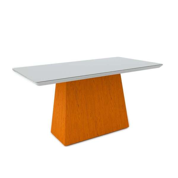 Mesa De Jantar Retangular Com Tampo De Vidro Bárbara Ipê E Of