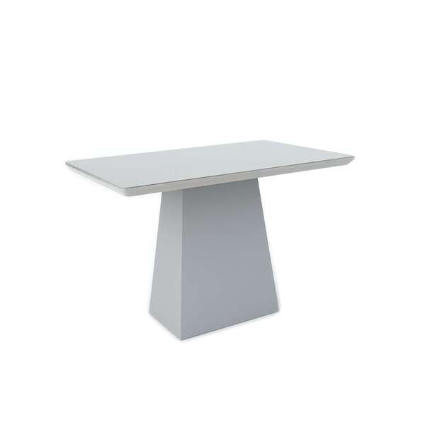 Mesa De Jantar Retangular Com Tampo De Vidro Bárbara Off Whit