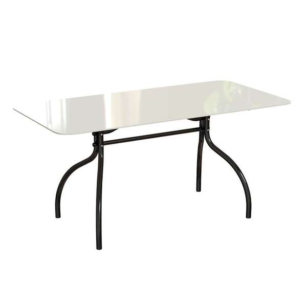 Mesa De Jantar Retangular Com Tampo De Vidro Diego Off White