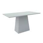 Mesa De Jantar Retangular Com Tampo De Vidro Jasmin Off White