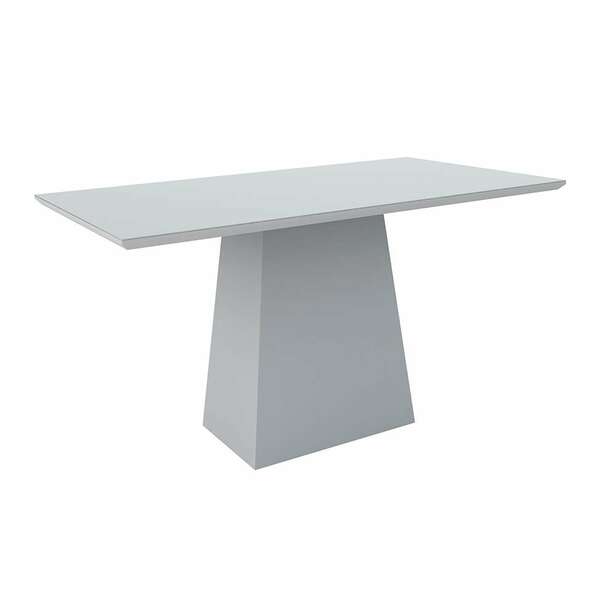 Mesa De Jantar Retangular Com Tampo De Vidro Jasmin Off White