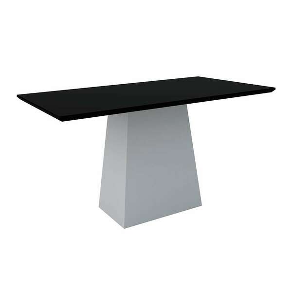 Mesa De Jantar Retangular Com Tampo De Vidro Jasmin Off White