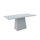 Mesa De Jantar Retangular Com Tampo De Vidro Jasmin Off White