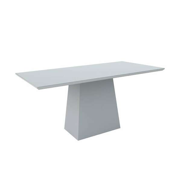 Mesa De Jantar Retangular Com Tampo De Vidro Jasmin Off White