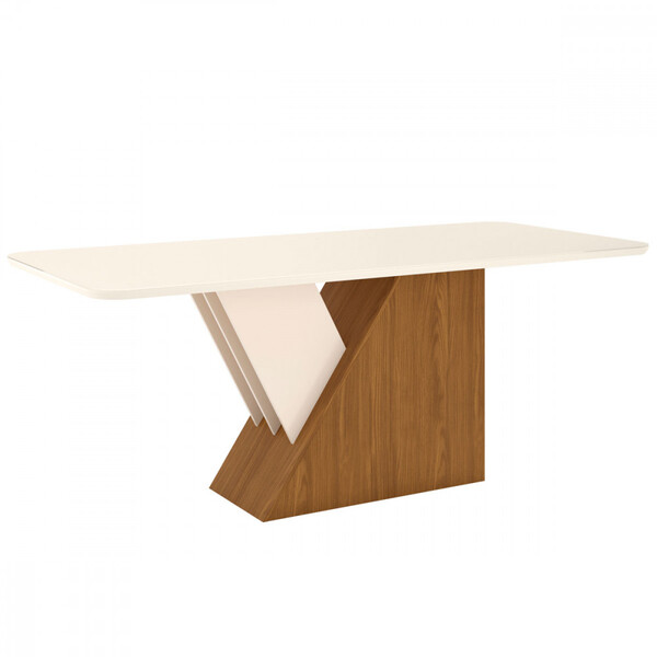 Mesa De Jantar Retangular Com Tampo De Vidro Lucena I Off Whi