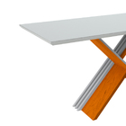 Mesa De Jantar Retangular Com Tampo De Vidro Madrid Ipê E Off