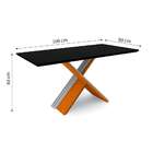 Mesa De Jantar Retangular Com Tampo De Vidro Madrid Ipê E Pre