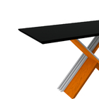 Mesa De Jantar Retangular Com Tampo De Vidro Madrid Ipê E Pre