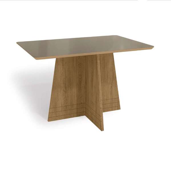 Mesa De Jantar Retangular Com Tampo De Vidro Mona Cinza E Fre