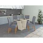 Mesa De Jantar Retangular Com Tampo De Vidro Off White E 4 Ca