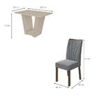 Mesa De Jantar Retangular Com Tampo De Vidro Off White E 4 Ca