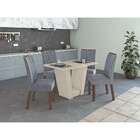 Mesa De Jantar Retangular Com Tampo De Vidro Off White E 4 Ca