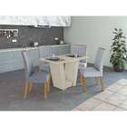 Mesa De Jantar Retangular Com Tampo De Vidro Off White E 4 Ca