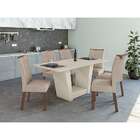 Mesa De Jantar Retangular Com Tampo De Vidro Off White E 6 Ca