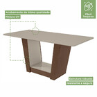 Mesa De Jantar Retangular Com Tampo De Vidro Off White E 6 Ca