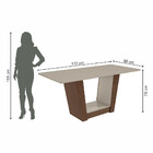 Mesa De Jantar Retangular Com Tampo De Vidro Off White E 6 Ca