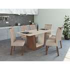 Mesa De Jantar Retangular Com Tampo De Vidro Off White E 6 Ca