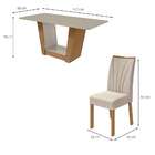 Mesa De Jantar Retangular Com Tampo De Vidro Off White E 6 Ca