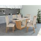 Mesa De Jantar Retangular Com Tampo De Vidro Off White E 6 Ca