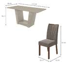 Mesa De Jantar Retangular Com Tampo De Vidro Off White E 6 Ca