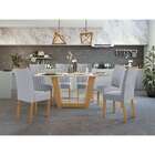 Mesa De Jantar Retangular Com Tampo De Vidro Off White E 6 Ca