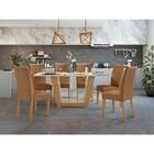 Mesa De Jantar Retangular Com Tampo De Vidro Off White E 6 Ca