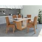 Mesa De Jantar Retangular Com Tampo De Vidro Off White E 6 Ca