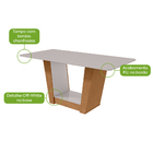 Mesa De Jantar Retangular Com Tampo De Vidro Off White E 6 Ca