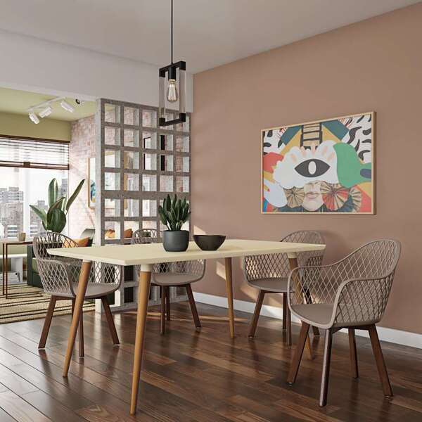 Mesa De Jantar Retangular Com Tampo De Vidro San Marco Off Wh