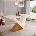 Mesa De Jantar Retangular Com Tampo De Vidro Tiana I Off Whit