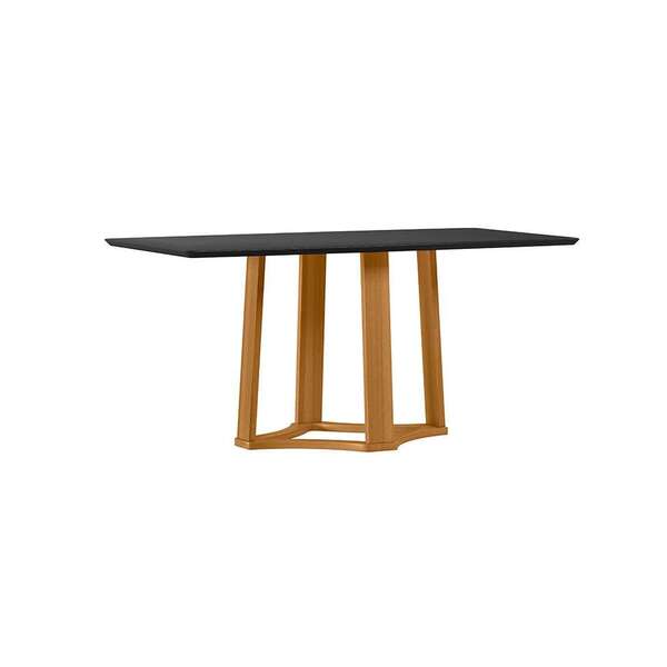 Mesa De Jantar Retangular Com Tampo De Vidro Trevisto Preta E