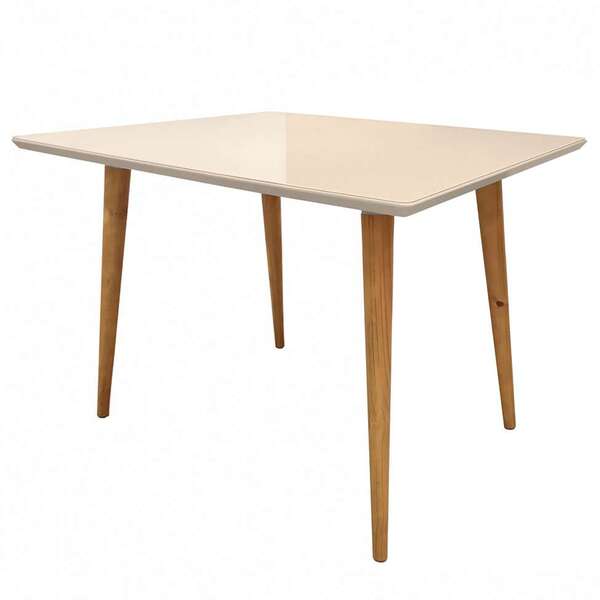 Mesa De Jantar Retangular Com Tampo De Vidro Veneza Off White