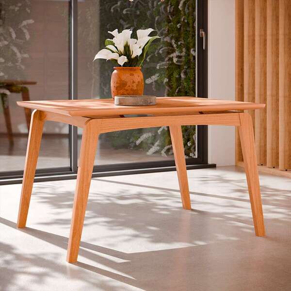 Mesa De Jantar Retangular Com Tampo Mdf Paris Nature 120 Cm