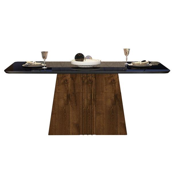 Mesa De Jantar Retangular Curvo 6 Lugares Paris Telha Preto