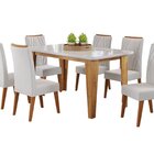 Mesa De Jantar Retangular Dakar 1,60x90 Com Vidro E 6 Cadeira