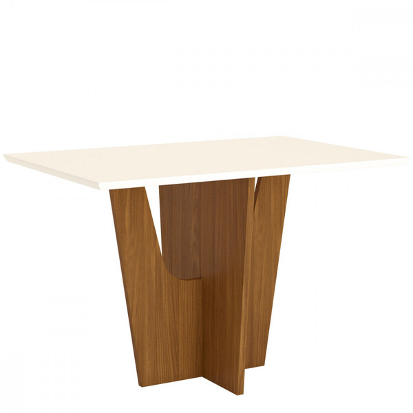 Mesa De Jantar Retangular Danielly Off White E Nature 120 Cm