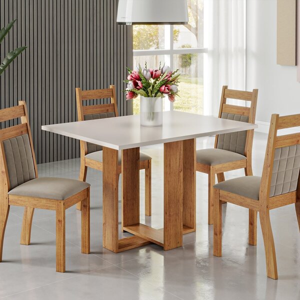 Mesa De Jantar Retangular Eudora 1,20x80 Com 4 Cadeiras Sicil