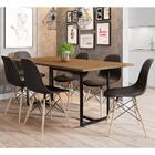 Mesa De Jantar Retangular Industrial 6 Cadeiras Eames Indy F0