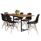 Mesa De Jantar Retangular Industrial 6 Cadeiras Eames Indy F0