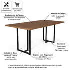 Mesa De Jantar Retangular Industrial 6 Lugares 160x90cm Atos