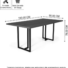 Mesa De Jantar Retangular Industrial 6 Lugares 180x90cm Atos